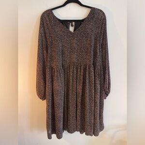 Madewell Black and Brown Patterned Dress